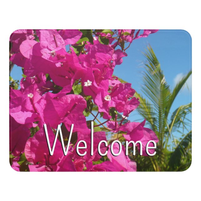 Bougainvillea and Palm Tree Door Sign (Contemporary Front)
