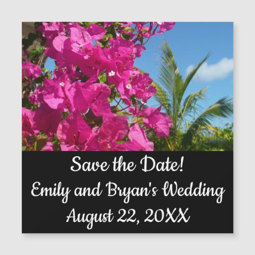 Bougainvillea and Palm Tree Save the Date