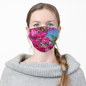 Bougainvillea and Palm Tree Tropical Nature Scene Adult Cloth Face Mask (Worn)