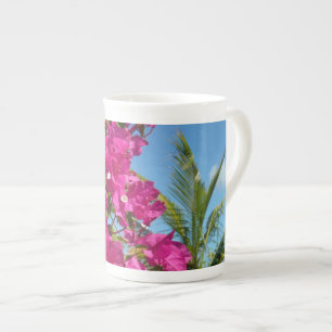 Bougainvillea and Palm Tree Tropical Nature Scene Bone China Mug