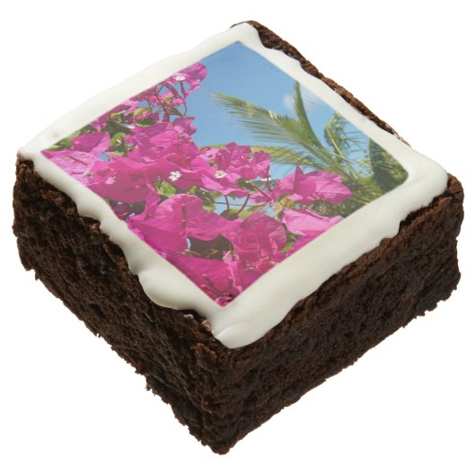 Bougainvillea and Palm Tree Tropical Nature Scene Brownie (Angled)