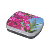 Bougainvillea and Palm Tree Tropical Nature Scene Candy Tin (Side)