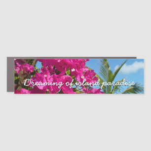 Bougainvillea and Palm Tree Tropical Nature Scene Car Magnet