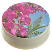 Bougainvillea and Palm Tree Tropical Nature Scene Chocolate Dipped Oreo (Angled)