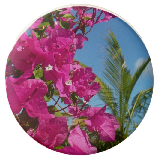 Bougainvillea and Palm Tree Tropical Nature Scene Chocolate Dipped Oreo (Front)