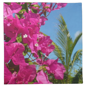 Bougainvillea and Palm Tree Tropical Nature Scene Cloth Napkin