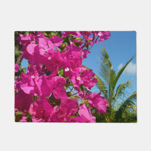 Bougainvillea and Palm Tree Tropical Nature Scene Doormat
