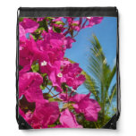 Bougainvillea and Palm Tree Tropical Nature Scene Drawstring Bag