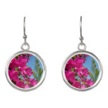 Bougainvillea and Palm Tree Tropical Nature Scene Earrings