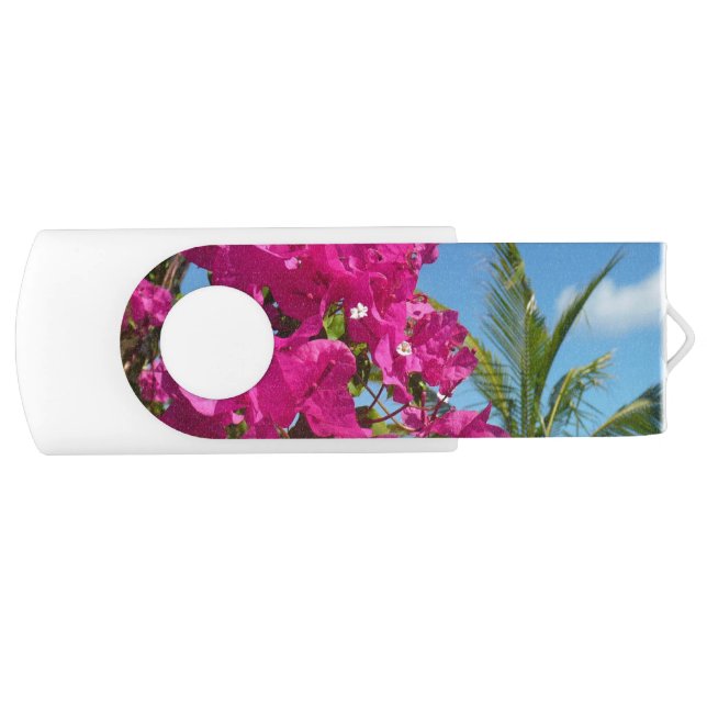 Bougainvillea and Palm Tree Tropical Nature Scene Flash Drive (Front)