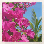 Bougainvillea and Palm Tree Tropical Nature Scene Glass Coaster