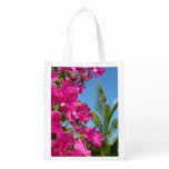 Bougainvillea and Palm Tree Tropical Nature Scene Grocery Bag