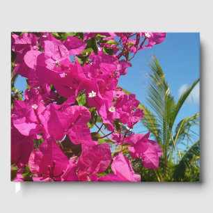 Bougainvillea and Palm Tree Tropical Nature Scene Guest Book