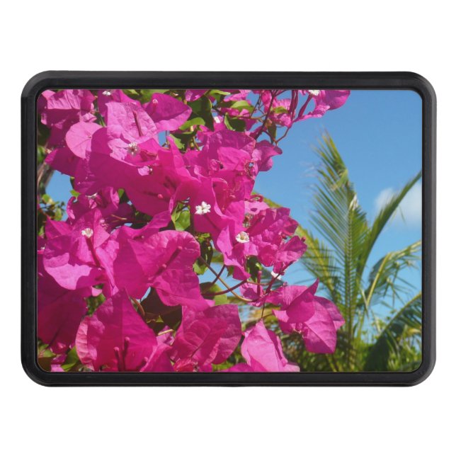Bougainvillea and Palm Tree Tropical Nature Scene Hitch Cover (Front)
