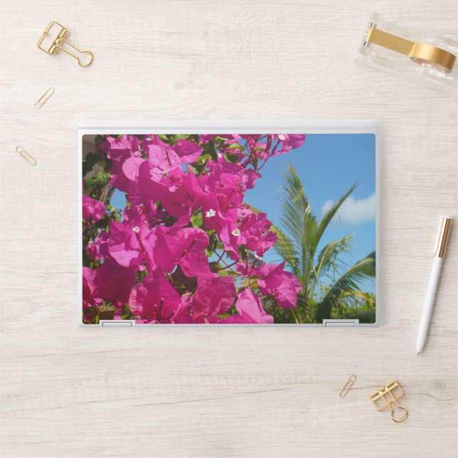 Bougainvillea and Palm Tree Tropical Nature Scene HP Laptop Skin (Desk)
