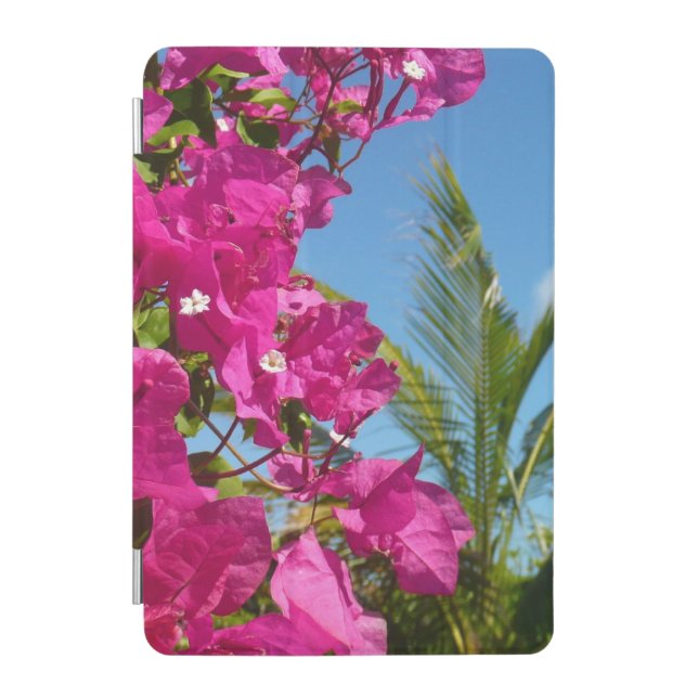 Bougainvillea and Palm Tree Tropical Nature Scene iPad Mini Cover (Front)