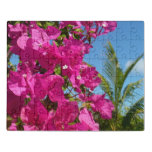 Bougainvillea and Palm Tree Tropical Nature Scene Jigsaw Puzzle