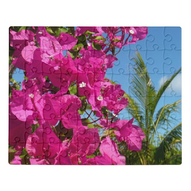 Bougainvillea and Palm Tree Tropical Nature Scene Jigsaw Puzzle (Puzzle Horizontal)