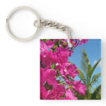 Bougainvillea and Palm Tree Tropical Nature Scene Keychain