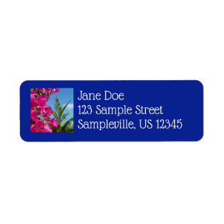 Bougainvillea and Palm Tree Tropical Nature Scene Label