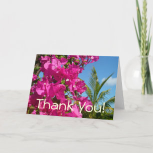 Bougainvillea and Palm Tree Tropical Nature Scene Letterpress Thank You Card