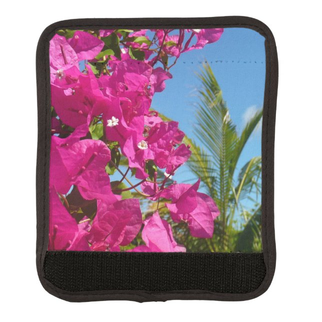 Bougainvillea and Palm Tree Tropical Nature Scene Luggage Handle Wrap (Front)