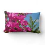 Bougainvillea and Palm Tree Tropical Nature Scene Lumbar Pillow