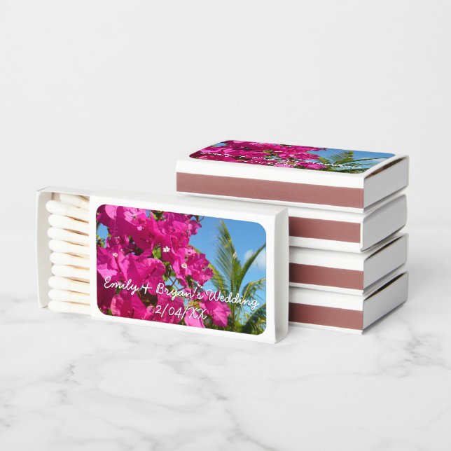 Bougainvillea and Palm Tree Tropical Nature Scene Matchboxes (Stacked)