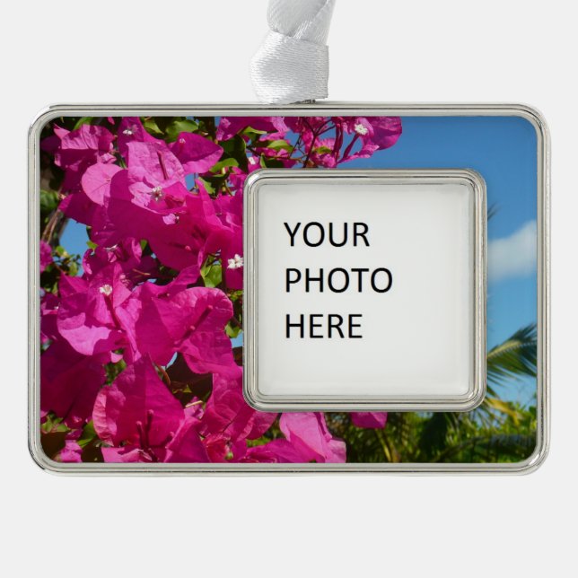 Bougainvillea and Palm Tree Tropical Nature Scene Ornament (Front)