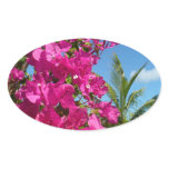 Bougainvillea and Palm Tree Tropical Nature Scene Oval Sticker