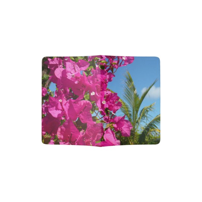 Bougainvillea and Palm Tree Tropical Nature Scene Passport Holder (Opened)