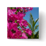 Bougainvillea and Palm Tree Tropical Nature Scene Pinback Button