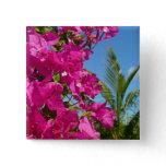 Bougainvillea and Palm Tree Tropical Nature Scene Pinback Button