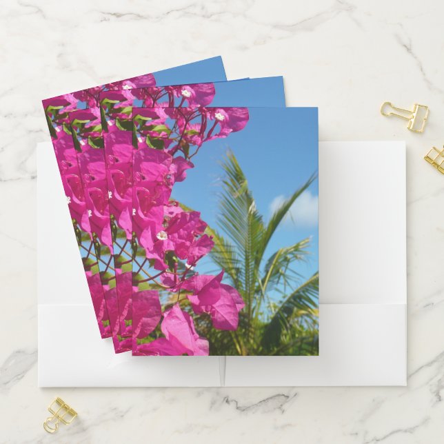 Bougainvillea and Palm Tree Tropical Nature Scene Pocket Folder (In Situ)