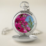 Bougainvillea and Palm Tree Tropical Nature Scene Pocket Watch