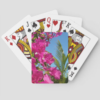 Bougainvillea and Palm Tree Tropical Nature Scene Poker Cards
