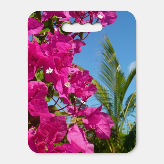 Bougainvillea and Palm Tree Tropical Nature Scene Seat Cushion (Front Vertical)