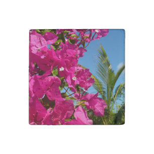 Bougainvillea and Palm Tree Tropical Nature Scene Stone Magnet