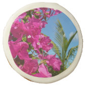 Bougainvillea and Palm Tree Tropical Nature Scene Sugar Cookie (Front)
