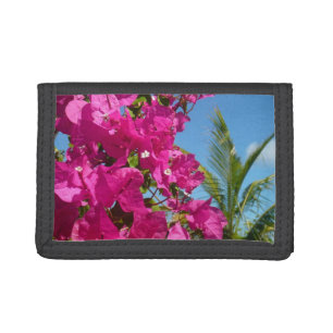 Bougainvillea and Palm Tree Tropical Nature Scene Tri-fold Wallet