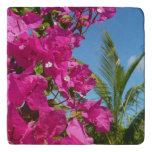 Bougainvillea and Palm Tree Tropical Nature Scene Trivet