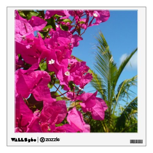 Bougainvillea and Palm Tree Tropical Nature Scene Wall Decal