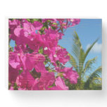 Bougainvillea and Palm Tree Tropical Nature Scene Wooden Box Sign
