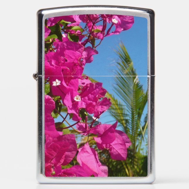 Bougainvillea and Palm Tree Tropical Nature Scene Zippo Lighter (Front)