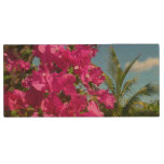 Bougainvillea and Palm Tree Wood Flash Drive