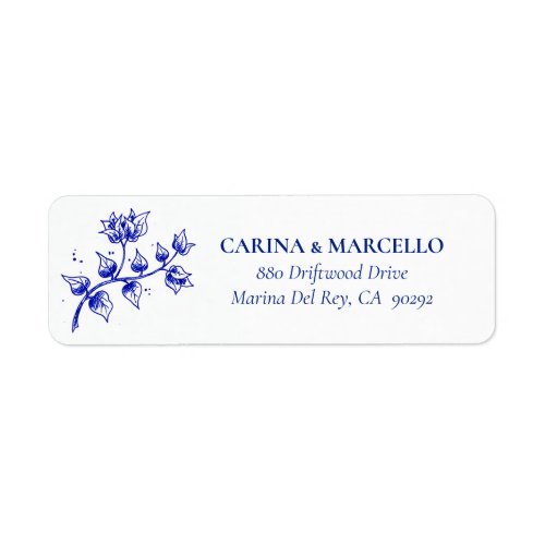 Bougainvillea Blue Wedding Return Address