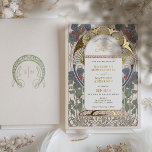 Bougainvillea Burgundy Blue Wedding Art Nouveau Foil Invitation<br><div class="desc">Art Nouveau Vintage Floral Blue & Gold Wedding Invitations by Alphonse Mucha in a romantic and whimsical design using Real Gold Foil. Victorian flourishes complement classic art deco fonts. Please enter your custom information, and you're done. If you wish to change the design further, simply click the blue "Customize It"...</div>