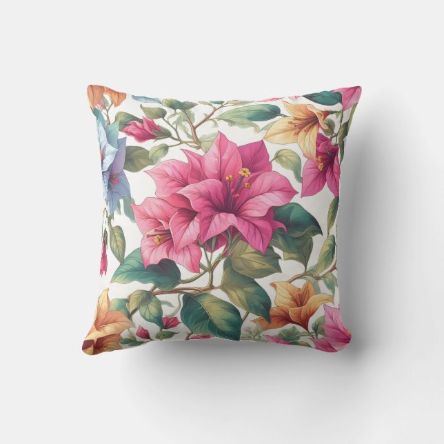 bougainvillea double face  throw pillow (Back)