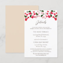 Bougainvillea Enclosure Wedding Details Card