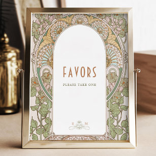 Bougainvillea Favors Sign Guests Vintage Mucha
